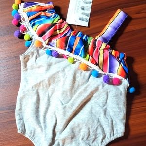 6M Serape and Pom little girl top New with Tags.